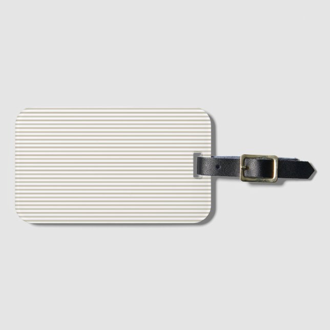 Beige and White Ticking Stripe  Luggage Tag (Front Horizontal)
