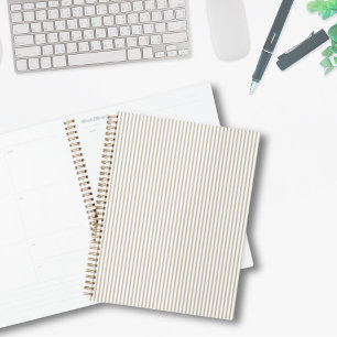 Beige and White Ticking Stripe Planner