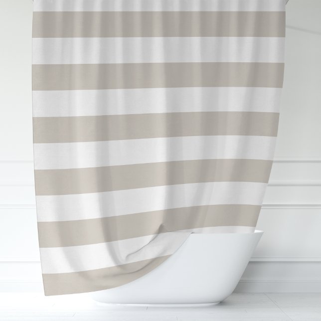 Beige and White Wide Stripes Shower Curtain (Creator Uploaded)