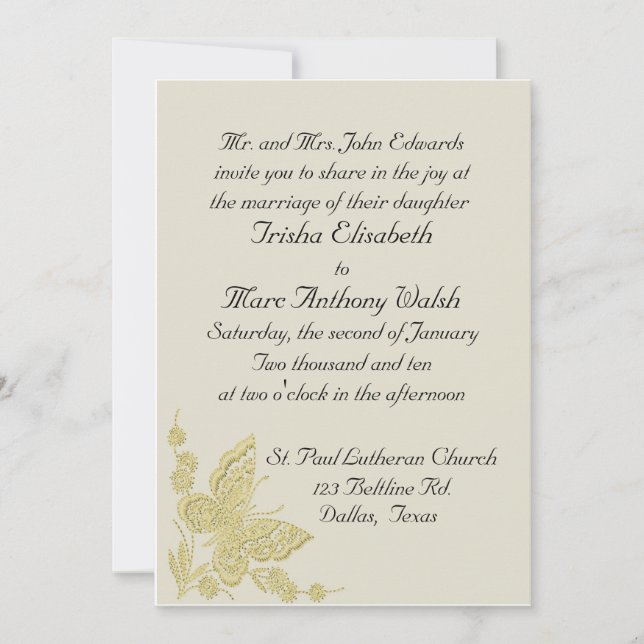 Beige and Yellow Wedding Invitation (Front)