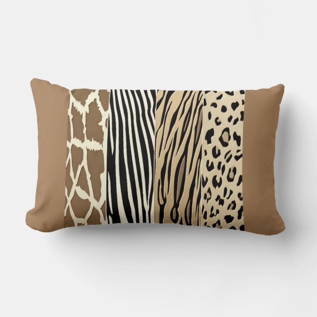 Beige Animal Embossed Printed Zebra Stripe Pillow (Front)