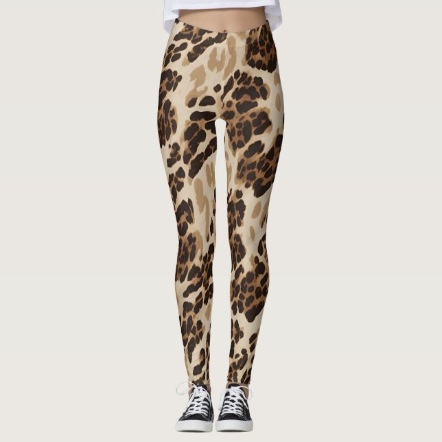 Beige Animal Print Leggings (Front)