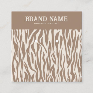 Beige Animal Striped Modern Earrings Display Card