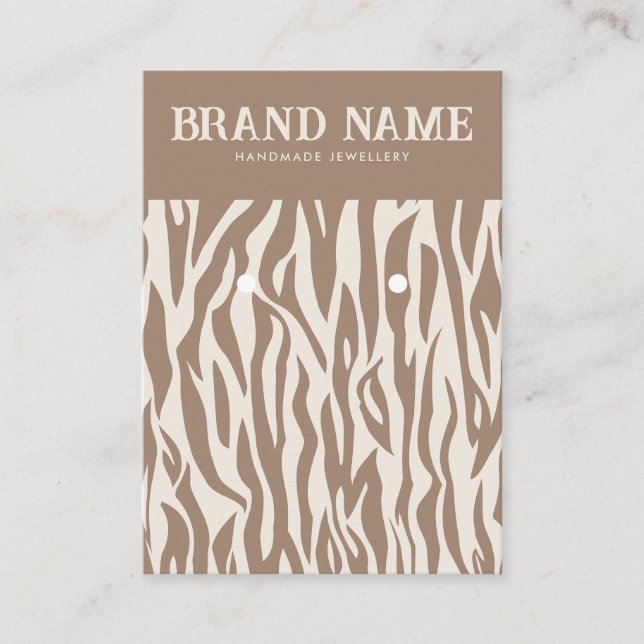Beige Animal Striped Modern Earrings Display Card (Front)