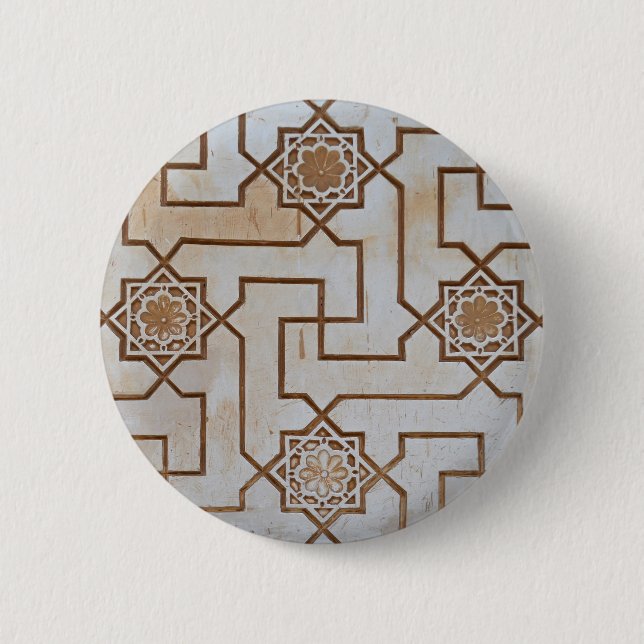 Beige Arabesque Mosaic Button (Front)