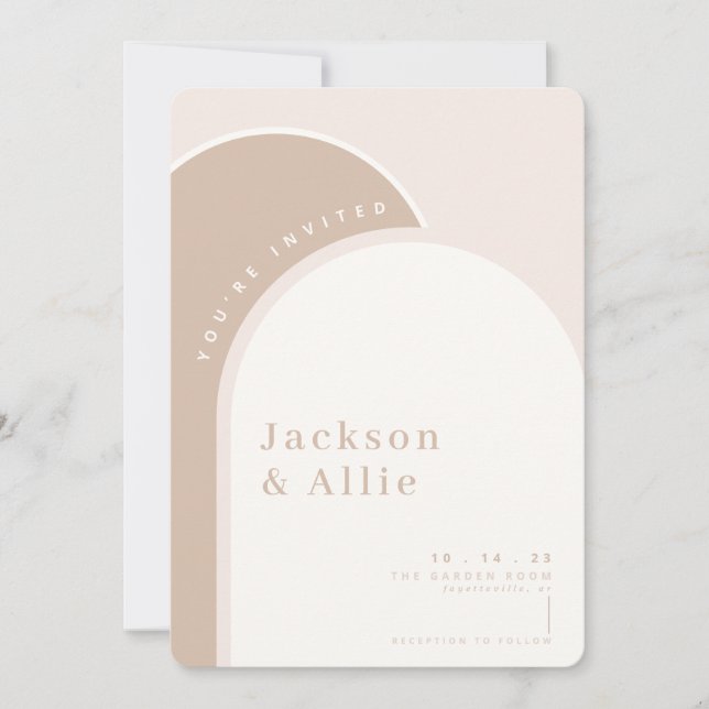 Beige Arch Boho Minimalist Wedding Invitation (Front)