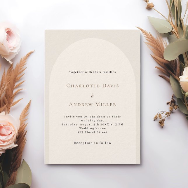 Beige arch elegant luxury wedding invitation (Creator Uploaded)