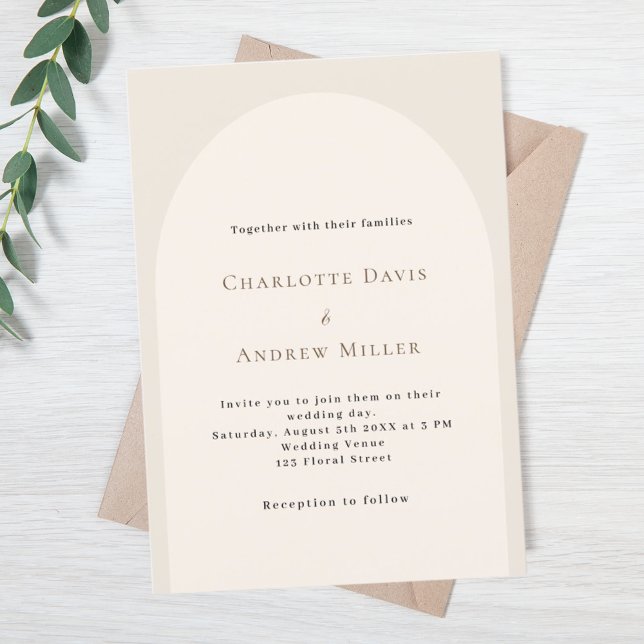 Beige arch elegant wedding invitation (Creator Uploaded)