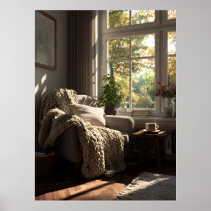 Beige Armchair Autumn Nook Poster