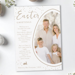 Beige Asymmetrical Egg Photo And Bunny Easter Card
