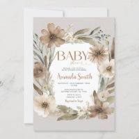 Beige Baby in Bloom Flowers Girl Baby Shower