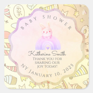 BEIGE babyshower Adorable cute Celebration Square Sticker