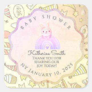 BEIGE babyshower Adorable cute Celebration Square Sticker