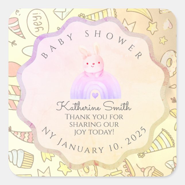 BEIGE babyshower Adorable cute Celebration  Square Sticker (Front)