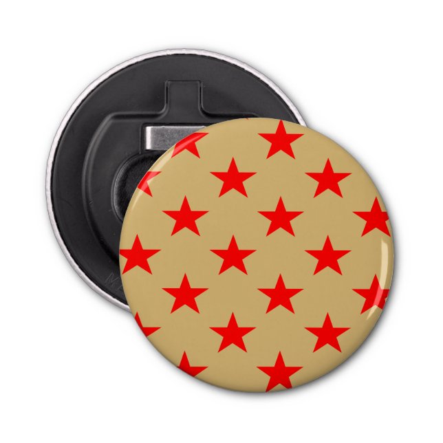 Beige Background And Red Stars Bottle Opener (Front)