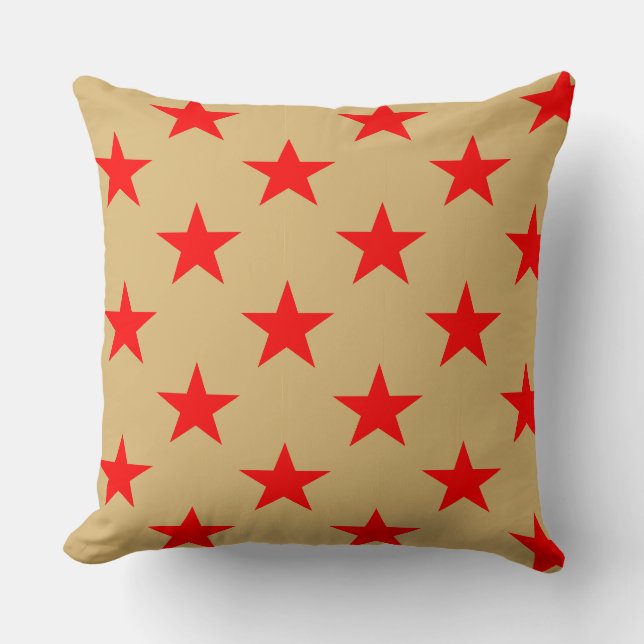 Beige Background And Red Stars Cushion (Front)