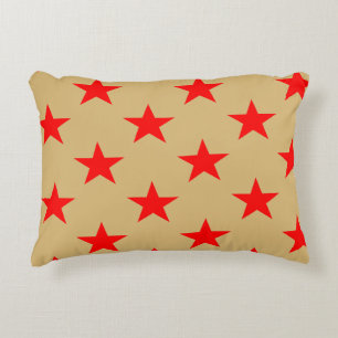 Beige Background And Red Stars Decorative Cushion