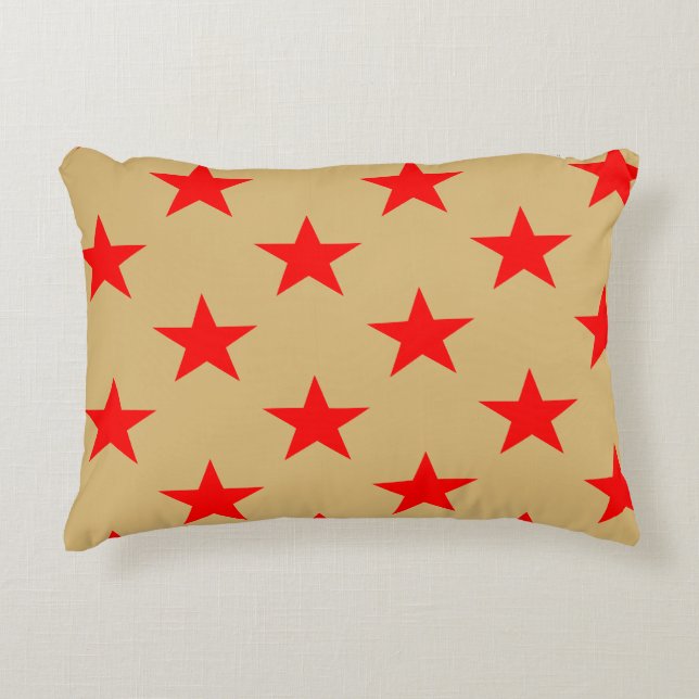 Beige Background And Red Stars Decorative Cushion (Front)