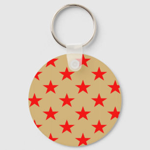 Beige Background And Red Stars Key Ring