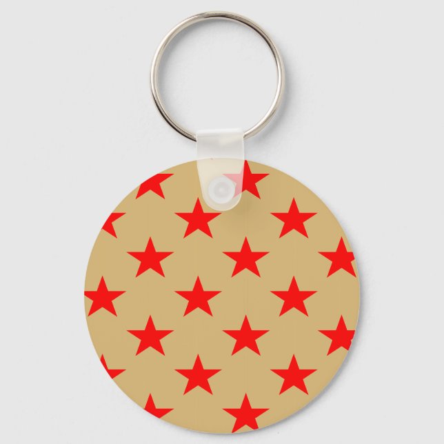 Beige Background And Red Stars Key Ring (Front)