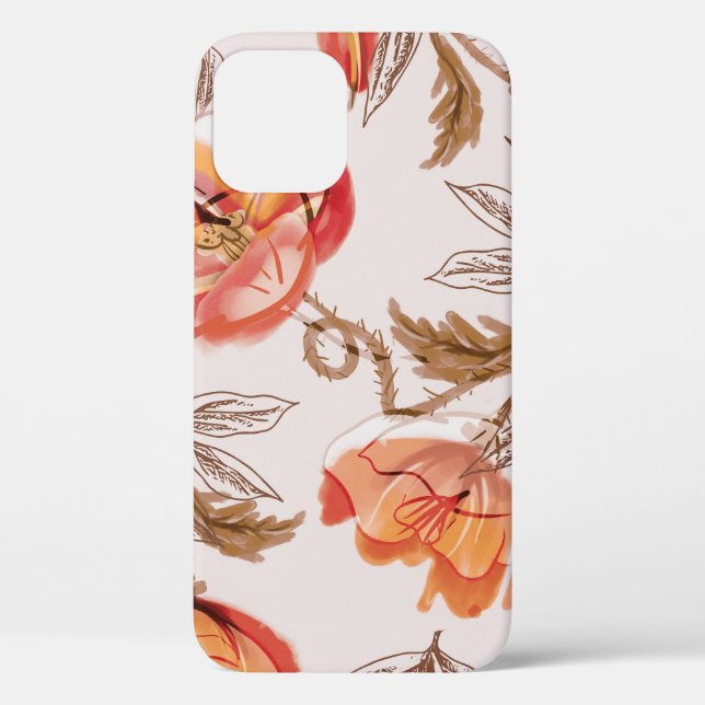 Beige Background Poppies Watercolor Pattern Case-Mate iPhone Case (Back)