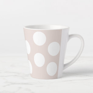 Beige Background with White Circles.  Polka Dot  Latte Mug