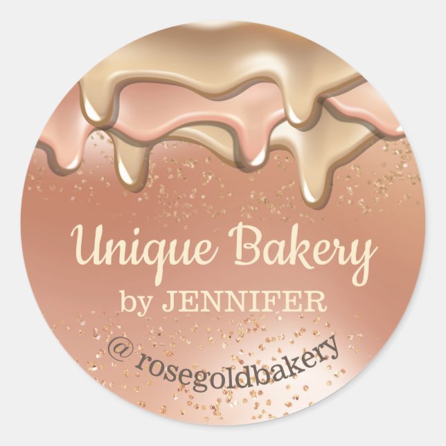 Beige Bakery Abstract Dripping Makeup Classic Round Sticker (Front)