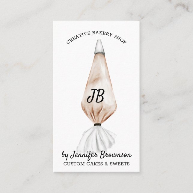 Beige Bakery Whip Pastry Business Card (Front)