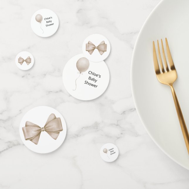 Beige Balloon Baby Shower Confetti (Group)