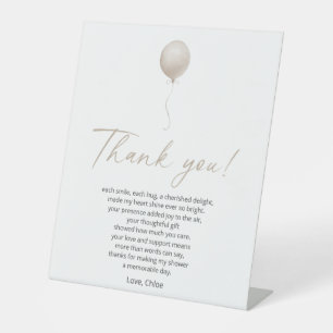 Beige Balloon Baby Shower Thank You Poem Pedestal Sign