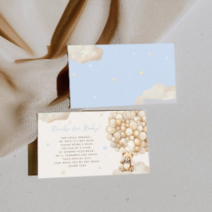 Beige Balloon Bear Books For Baby Baby Shower Enclosure Card