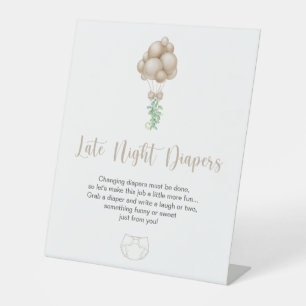 Beige Balloons Late Night Diapers Pedestal Sign