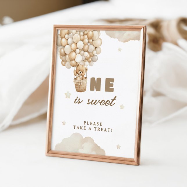 Beige Balloons Teddy Bear One Is Sweet Poster (Creator Uploaded)