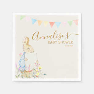Beige Beatrix Potter Peter the Rabbit Baby Shower Napkin