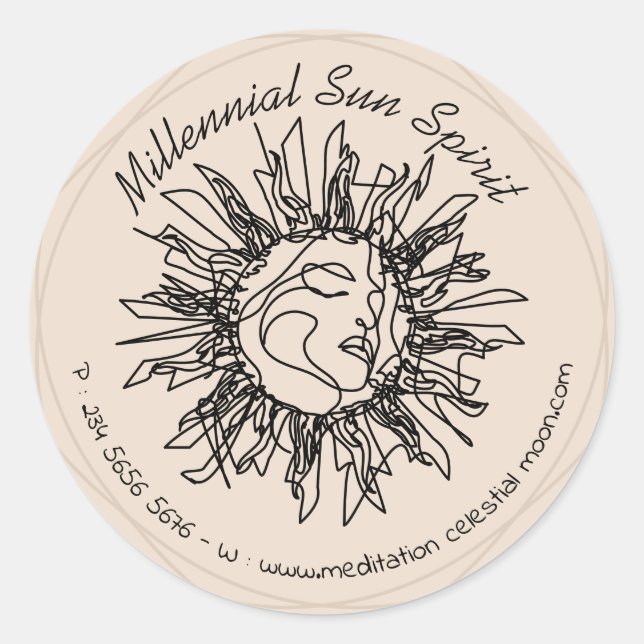 Beige Beauty Feminine Spa Makeup Face Sun Classic Round Sticker (Front)