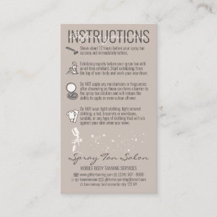 Beige Before After Care Instruction Spray Tan Business Card