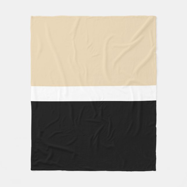 Beige Black Abstract Stripe Fleece Blanket (Front)