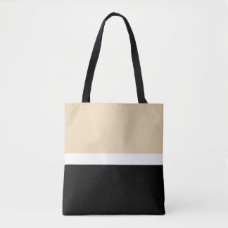 Beige Black Abstract Stripe Tote Bag