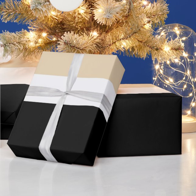 Beige Black Abstract Stripe Wrapping Paper (Holidays)