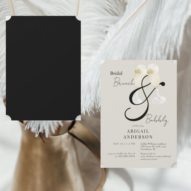 Beige & Black Bridal Brunch & Bubbly Shower  Invitation (Creator Uploaded)
