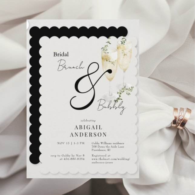 Beige & Black Bridal Brunch & Bubbly Shower  Invitation (Creator Uploaded)