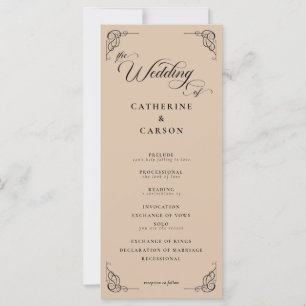 Beige & Black Calligraphy Script Wedding Program