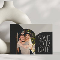 Beige Black Chic Modern Arch Photo Wedding