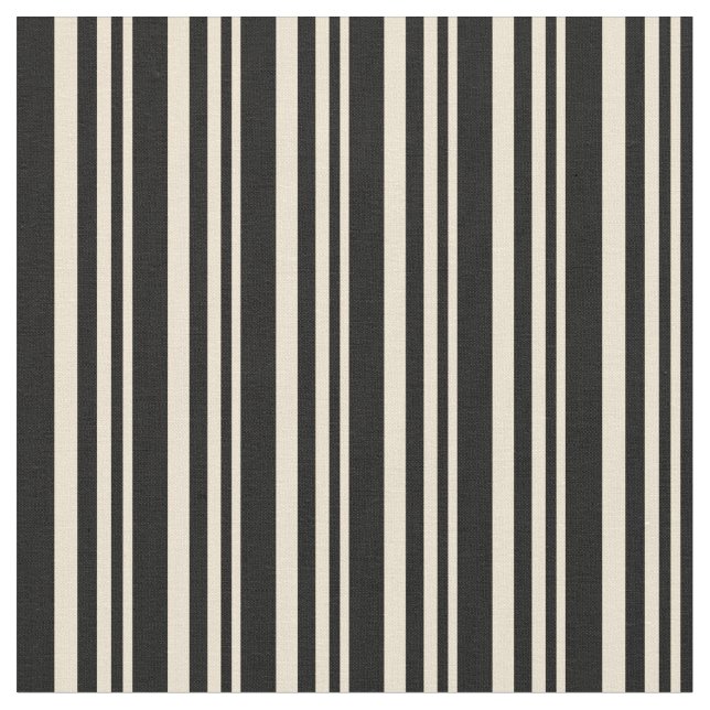 Beige & Black Coloured Lines/Stripes Pattern Fabric (Close Up)