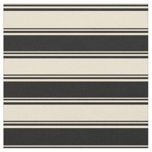 Beige & Black Coloured Striped/Lined Pattern Fabric
