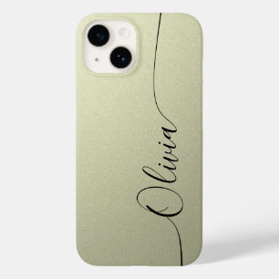 Beige Black Elegant Calligraphy Script Name Case-Mate iPhone 14 Case
