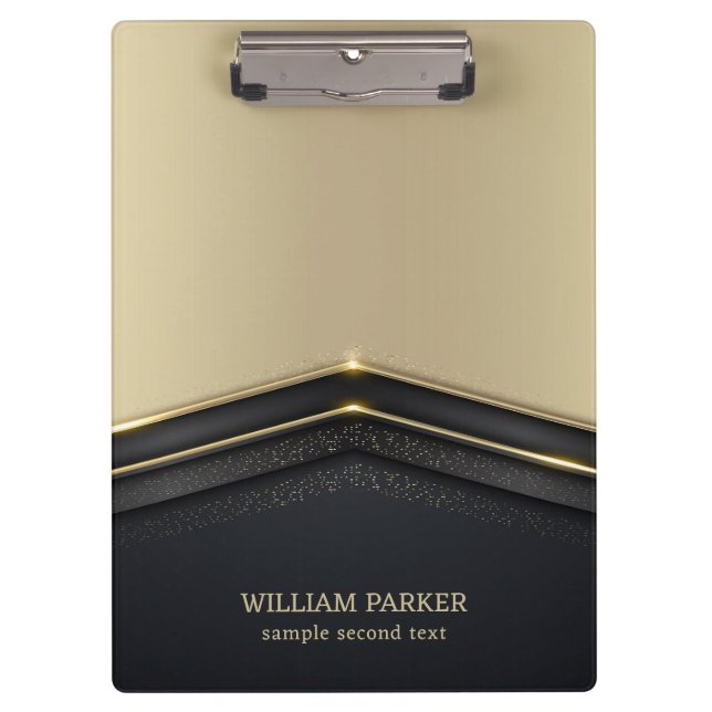 Beige & Black  Gold Arrow Clipboard (Front)