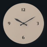 Beige & Black Minimalist Large Clock<br><div class="desc">Modern clock features a minimalist design in a beige and black colour palette. A simple plain design with black numbers on a beige background. A modern, neutral addition to your kitchen, living room or office wall, a thoughtful modern office gift or modern home gift for any occasion. You can customise...</div>