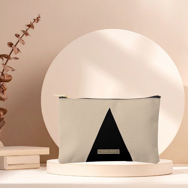 Beige Black Modern Minimal  Accessory Pouch (Creator Uploaded)