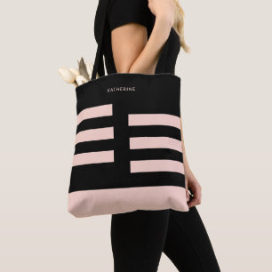 Beige Black Modern Trendy Stylish Tote Bag